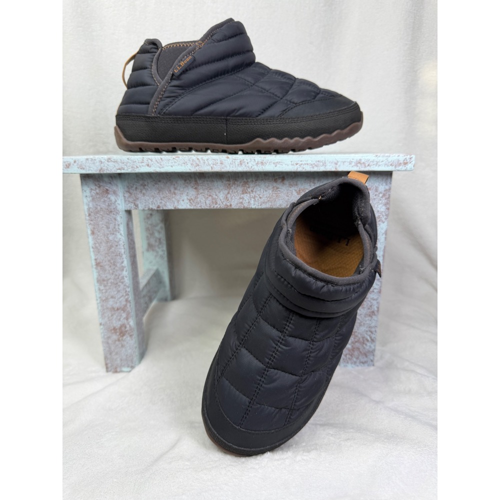 LL Bean Womens B-Bound Quilted Puffer Booties Black Insulated Shoe 522544 Size 8